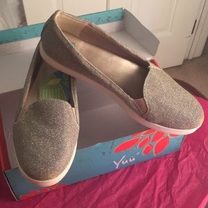 Metallic slip on shoes
